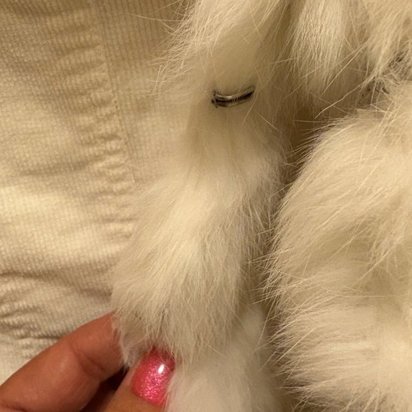 Vintage Y2K Sheri Bodell Corduroy White 100% Rabbit Fur Trim Jacket Sz XS - Picture 11 of 16